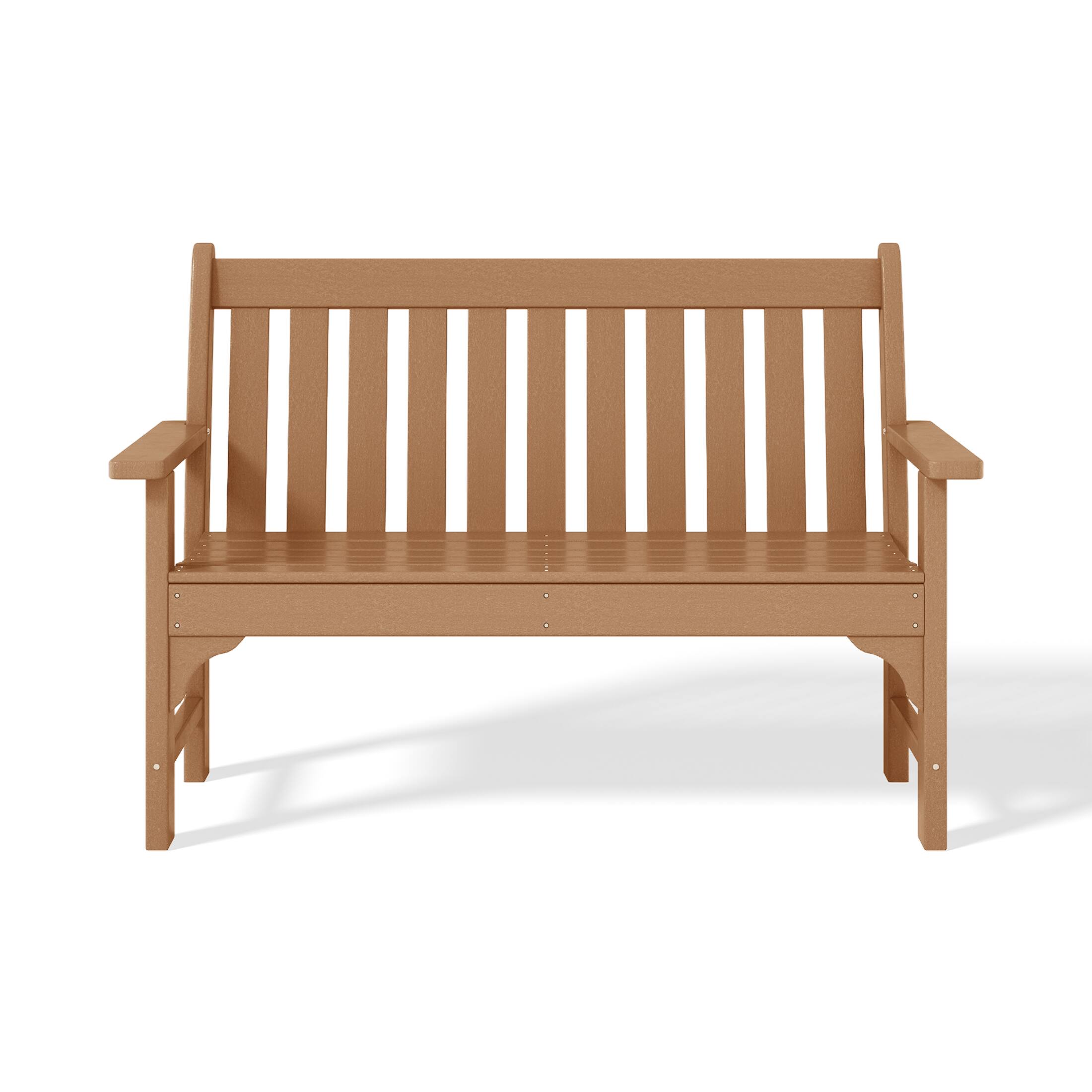 Back. WestinTrends - WestinTrends Malibu Outdoor 2-Person All-Weather HDPE Front Porch Garden Bench - Teak.