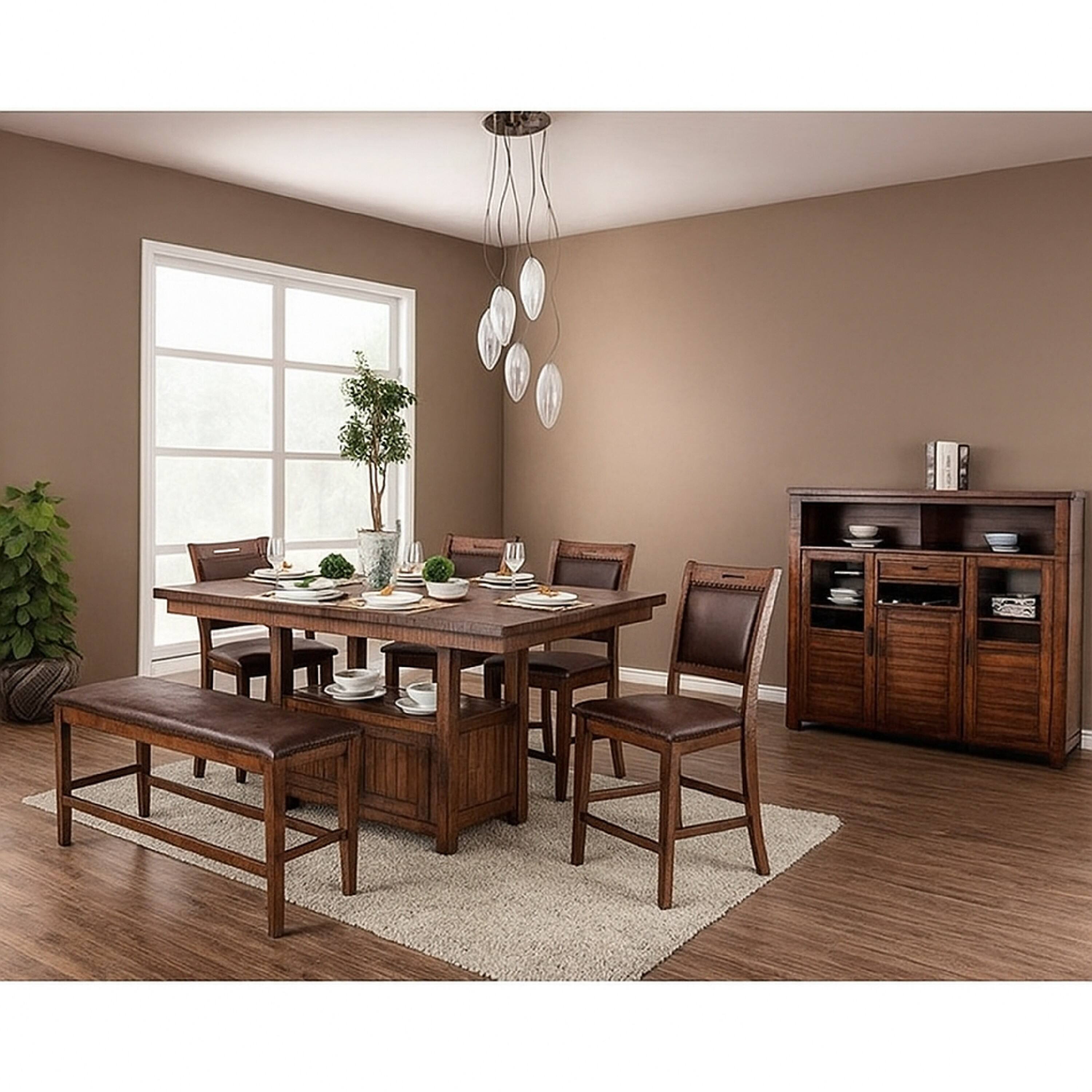 Alt View 5. Manhattan Lane - Wooden Counter Height Dining Table with Double Door Cabinet, Brown - Brown.