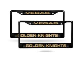 Rico Industries - Las Vegas Golden Knights NHL Black Metal (Set of 2) Laser Cut License Plate Frames - Multi
