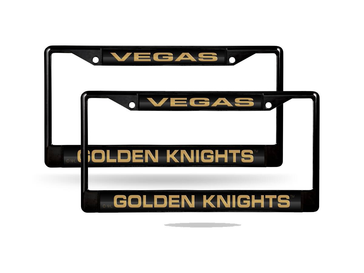 Las Vegas Golden Knights Black Metal (Set of 2) Laser Cut License Plate Frames