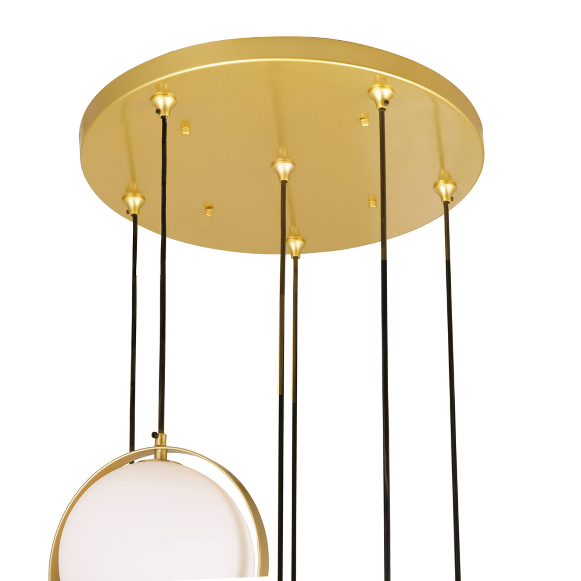 Left. CWI Lighting - Da Vinci 6 Light Multi Light Pendant With Brass Finish - Medallion Gold.