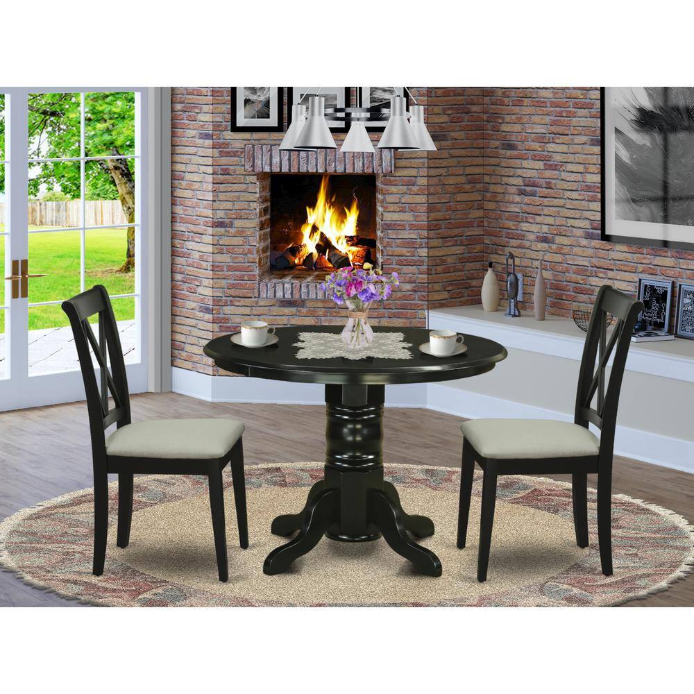 Left. East West Furniture - Dining Room Set Black - Brown.