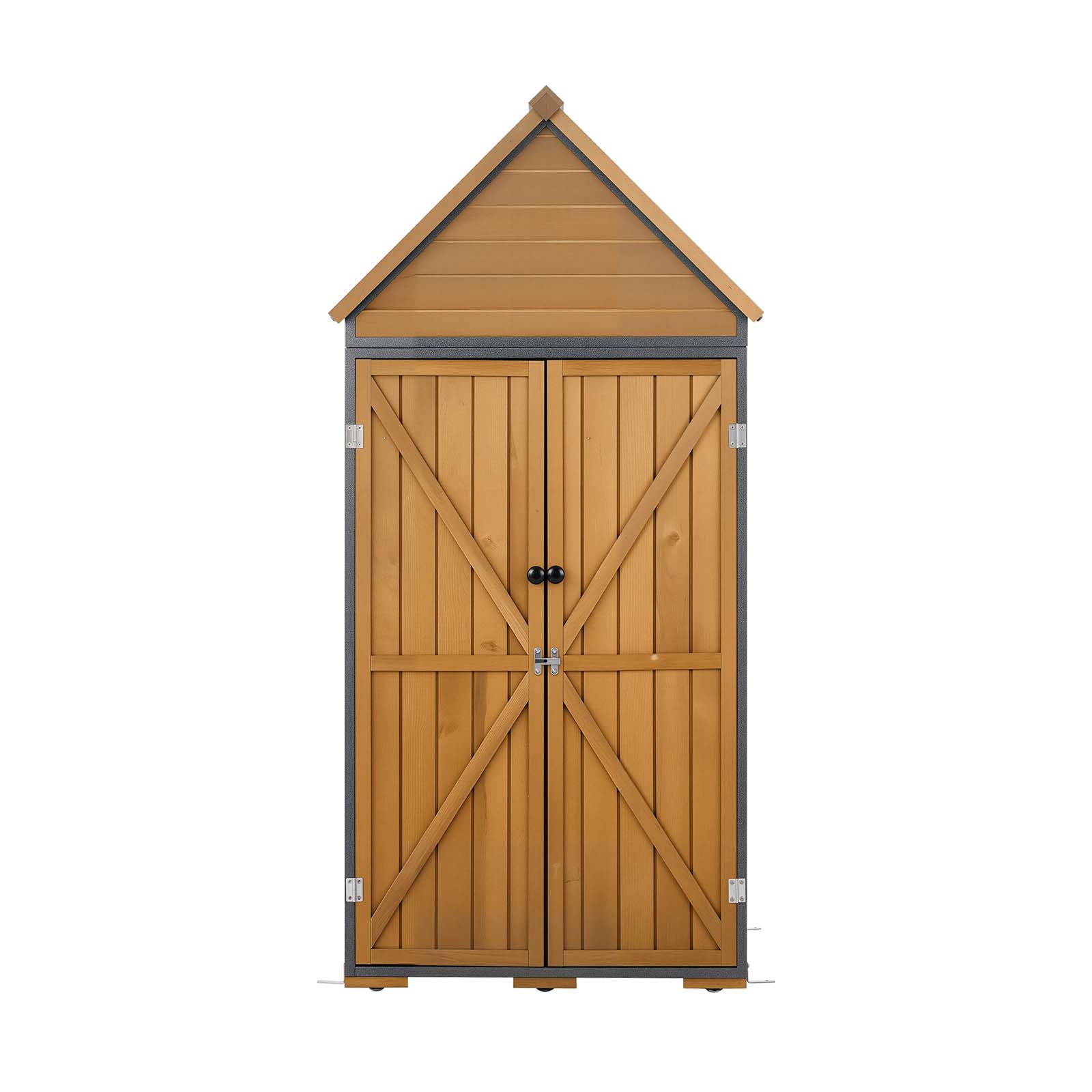 Alt View 5. VEVOR - Outdoor Storage Shed, 44.09" x 66.93" Wood & Metal Garden Tool Shed with Lockable Doors & Sloped Roof - Brown;Black.