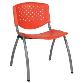 Emma + Oliver - Home and Office Plastic Stack Chair with Perforated Back - Guest Chair - Orange