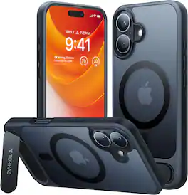 TORRAS - L1 Guardian – Military-Grade Shockproof Case with Independent Kickstand for Apple iPhone 16 - Black