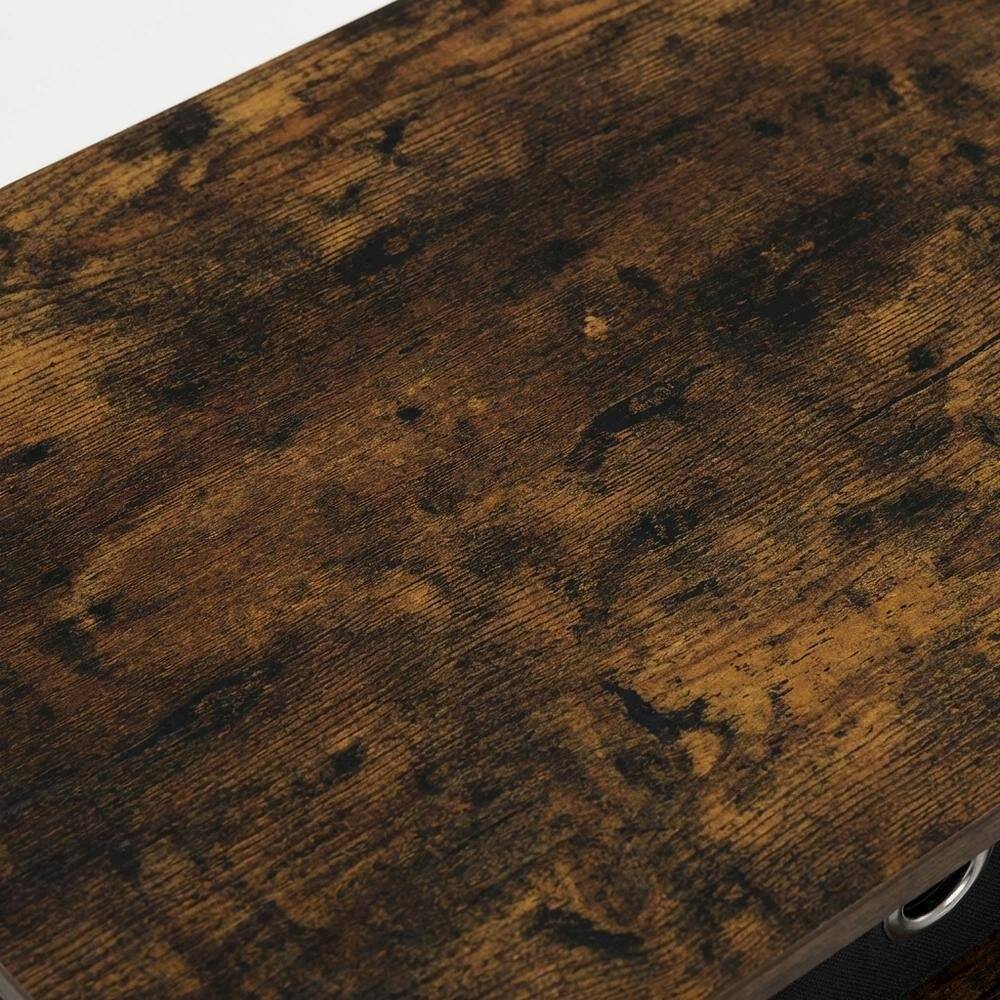 Alt View 1. FurniFact - Amber Pine and Black Tall End Table with Storage Bin for Living Room - Amber Pine/Black.