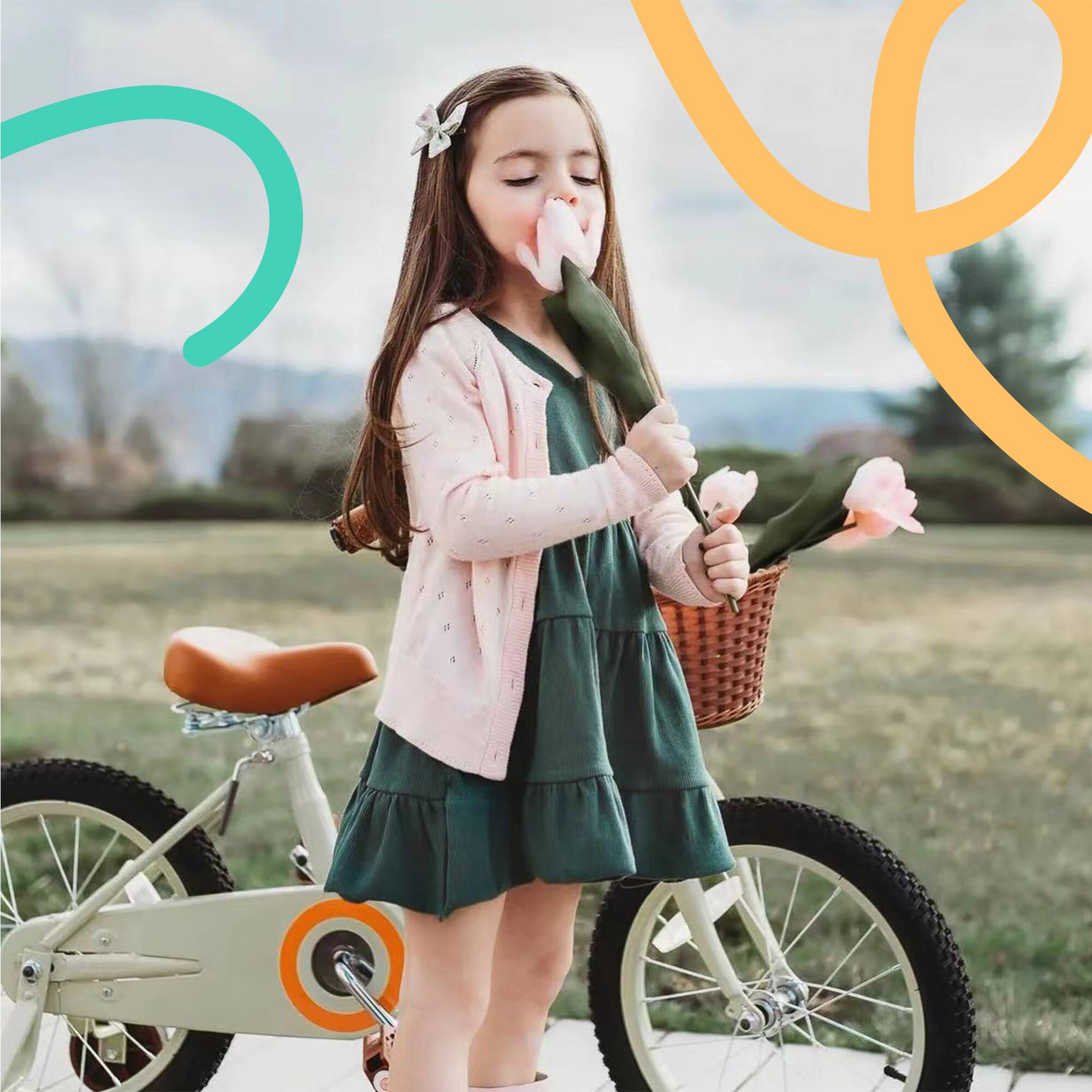 Angle. JOYSTAR - JOYSTAR Vintage Kids Bike with Basket & Training Wheels, 16 Inch Girls Bike for Ages 4-7, Children Bicycles, Beige - Beige.