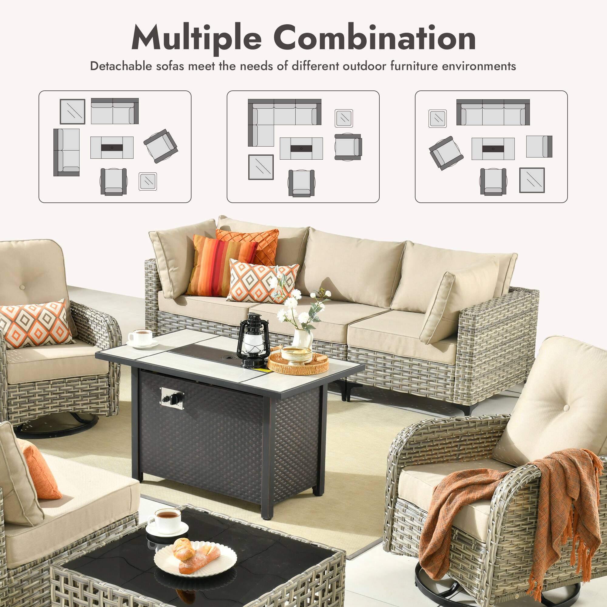 Multiple Combination  
Detachable sofas meet the needs of different outdoor furniture environments