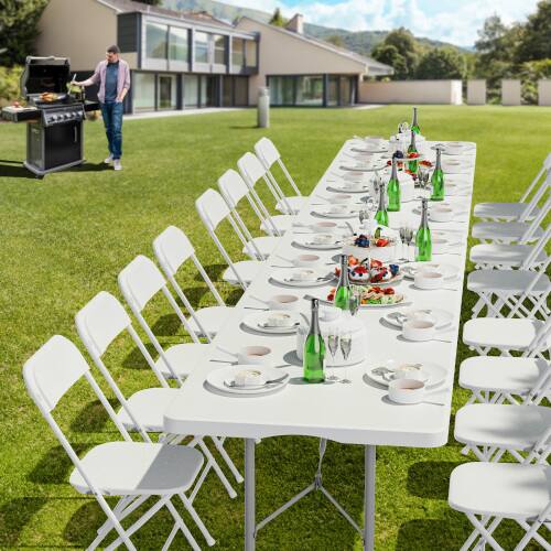 Alt View 6. Winado - 8FT Plastic Folding Table Portable Long Rectangular Table with Carrying Handle for Indoor Outdoor Camping Picnic Garden - White.