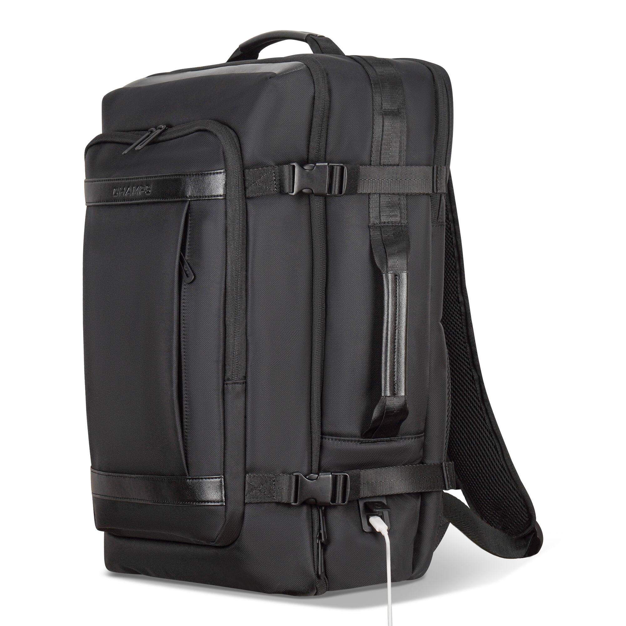 Angle. Champs - Onyx Collection - Carry On Laptop Backpack - Black.