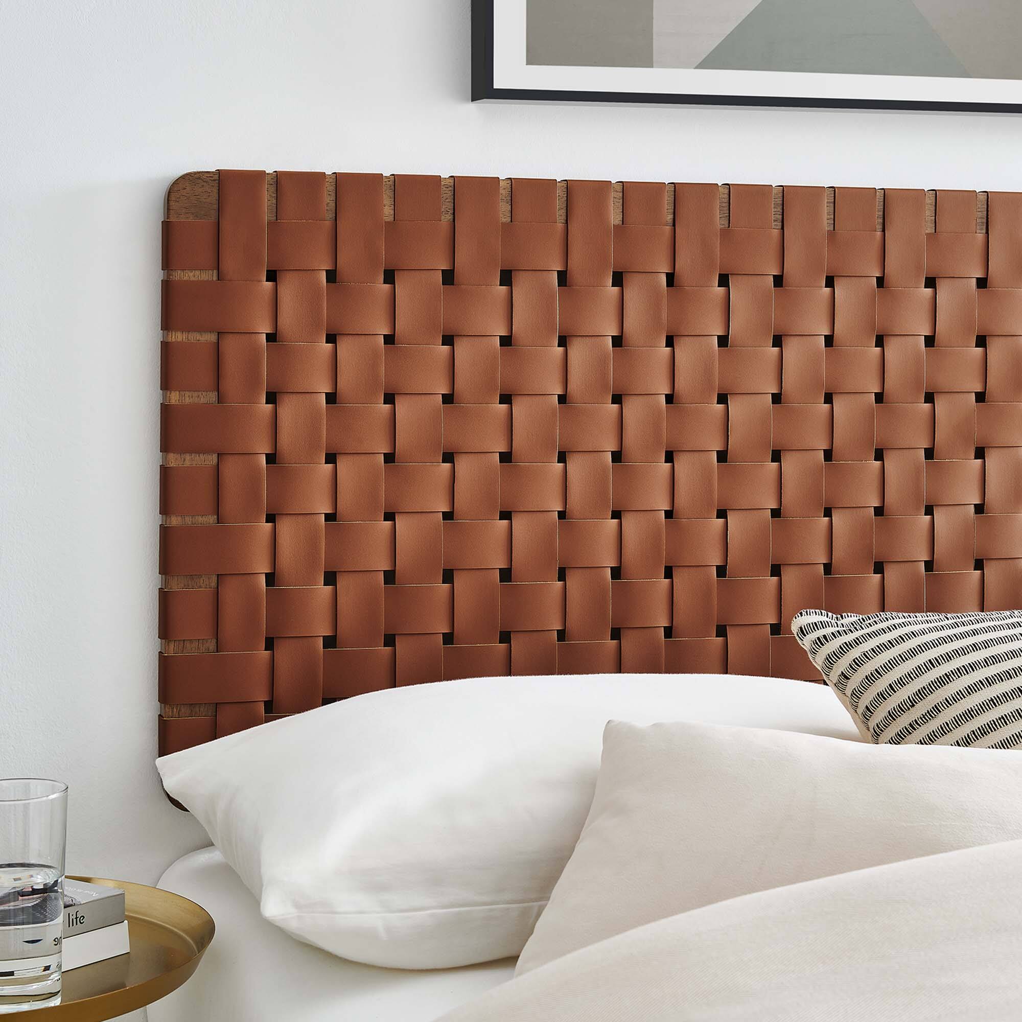 Alt View 3. Modway - Sparta Weave Vegan Leather Full Headboard by Modway - Brown.