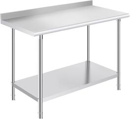 OSTBA - 24 × 48 Prep Table, NSF Commercial Heavy-Duty Work Table with Adjustable Undershelf & Feet - Stainless Steel