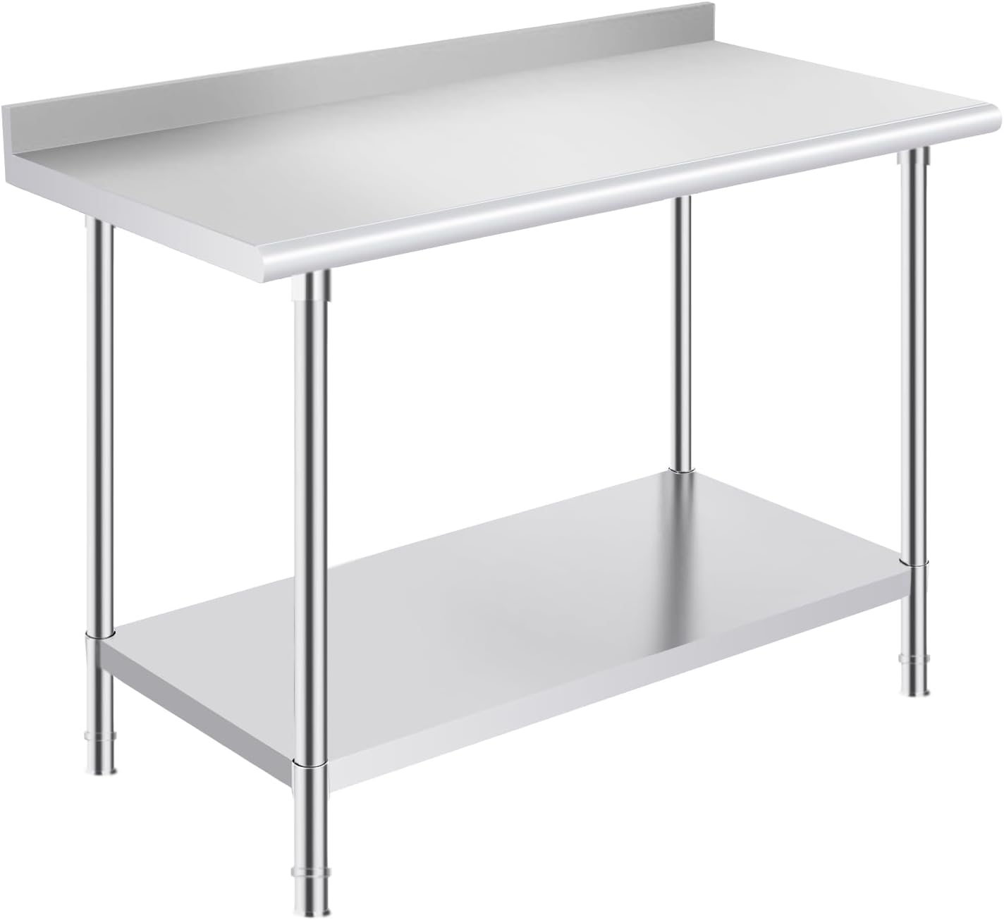 Front. OSTBA - 24 × 48 in Stainless Steel Prep Table, NSF Commercial Heavy-Duty Work Table with Adjustable Undershelf & Feet - Stainless Steel.