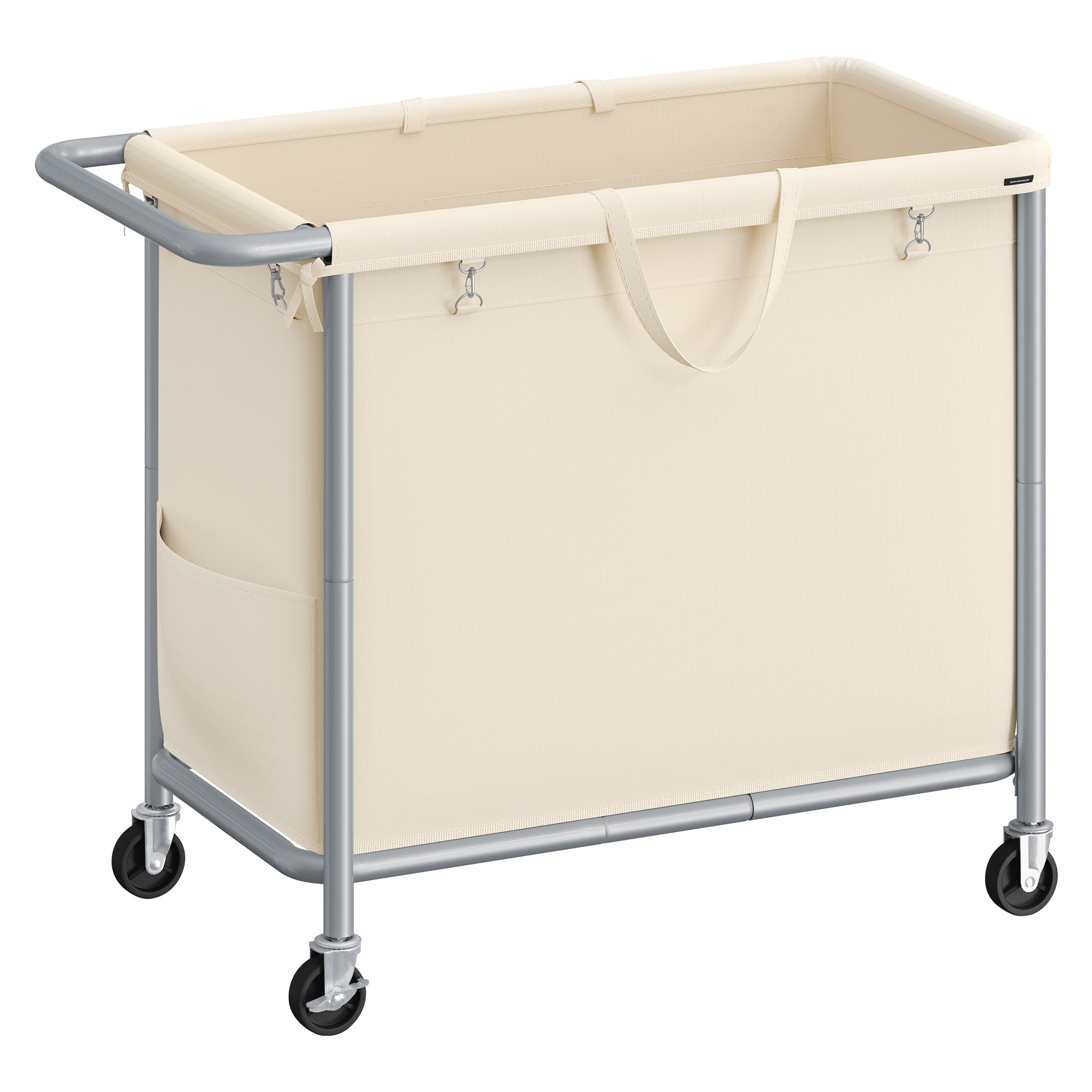 Songmics Home - Laundry Basket with Wheels, Rolling Laundry Hamper, 47.5 Gallons (180 L), Removable Liner, Steel Frame with Handle - Cream White price history on PriceWatchPro