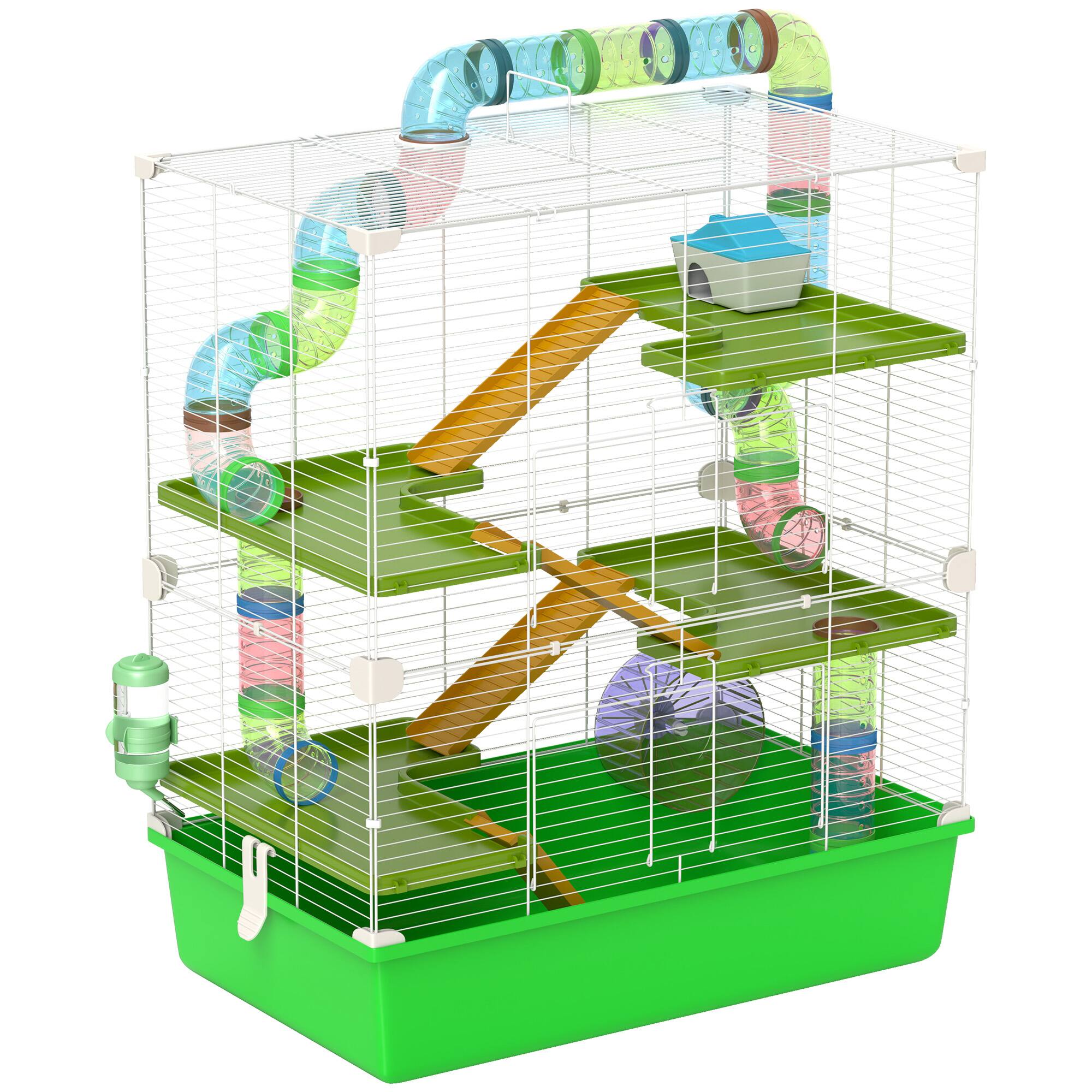 TinyHomie - PawHut 23 Green Extra Large 5Tier Hamster Cage Tubes Tunnels Accessories