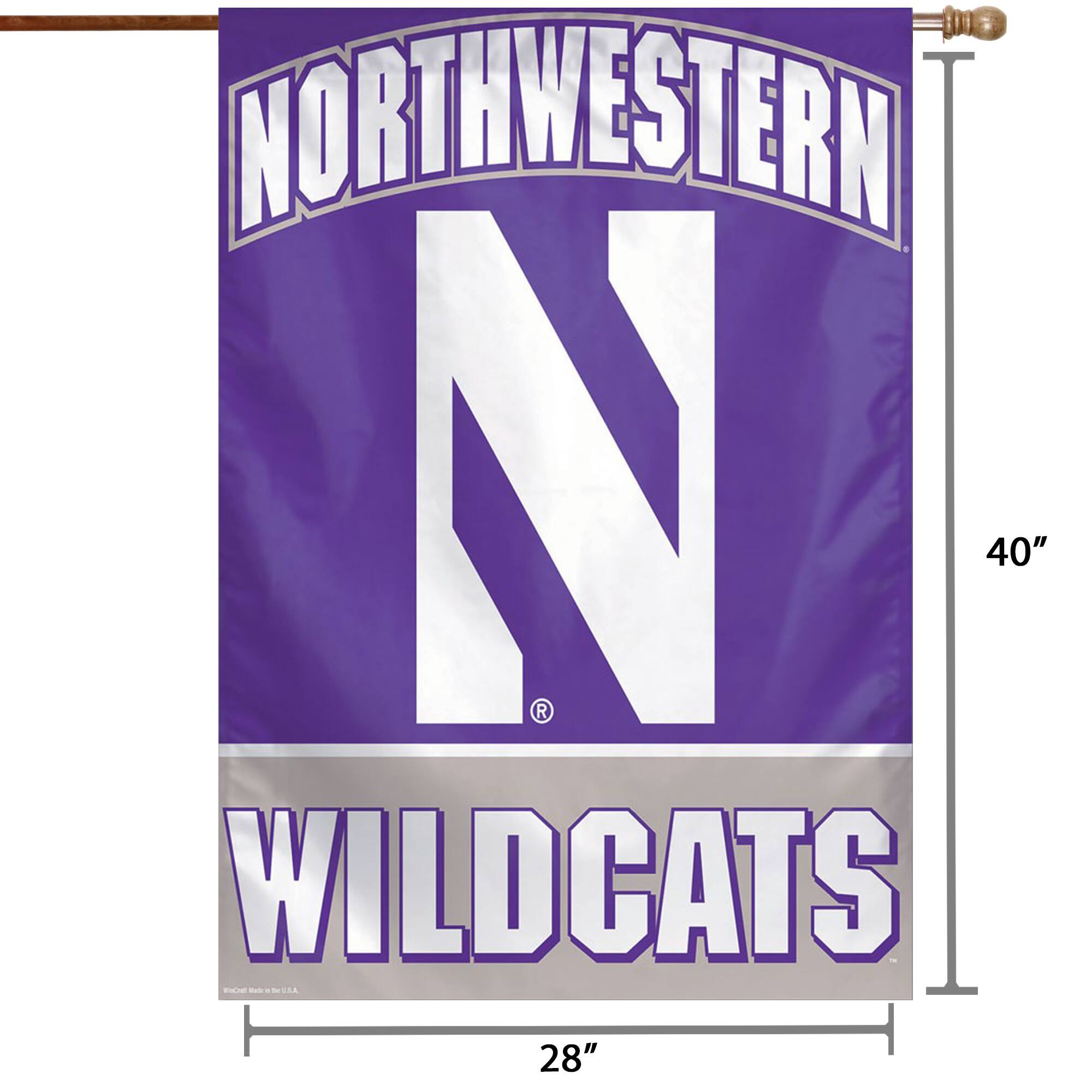 NORTHWESTERN  
N  
WILDCATS  

40"  
28"