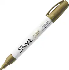 Sharpie Paint Marker
Metallic Gold
Medium Oil-Based Paint
Opaque
Paint
Conceals Paint
Coverall Paint Marker