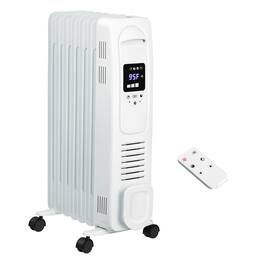Resenkos - 25.25" Electric Space Heater, Freestanding 161 Sq. Ft. Heater with 3 Modes, Timer, and Remote, White - Black