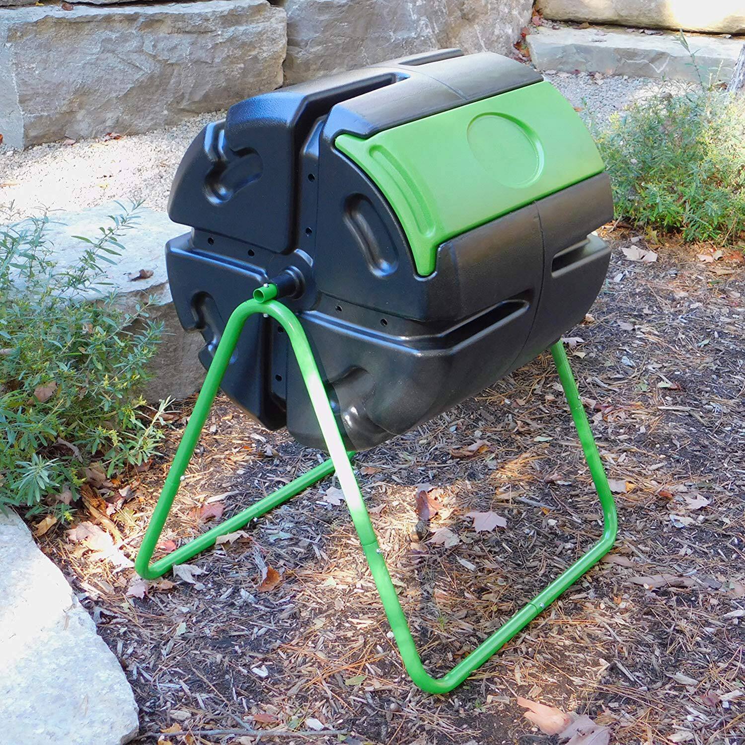 Alt View 4. FCMP Outdoor - FCMP Outdoor HOTFROG 37 Gallon Plastic Single Roto Tumbling Composter Bin, Green.