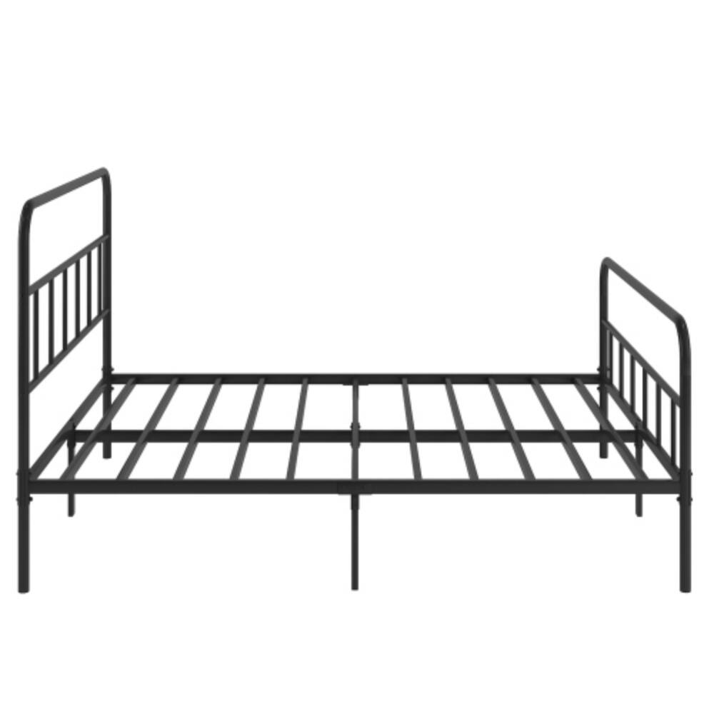 Back. LUCKY ONE - Queen Size Foldable Platform Bed Frame with Headboard, Heavy Duty Metal Slats, Noise-Free, No Box Spring Needed - Black.