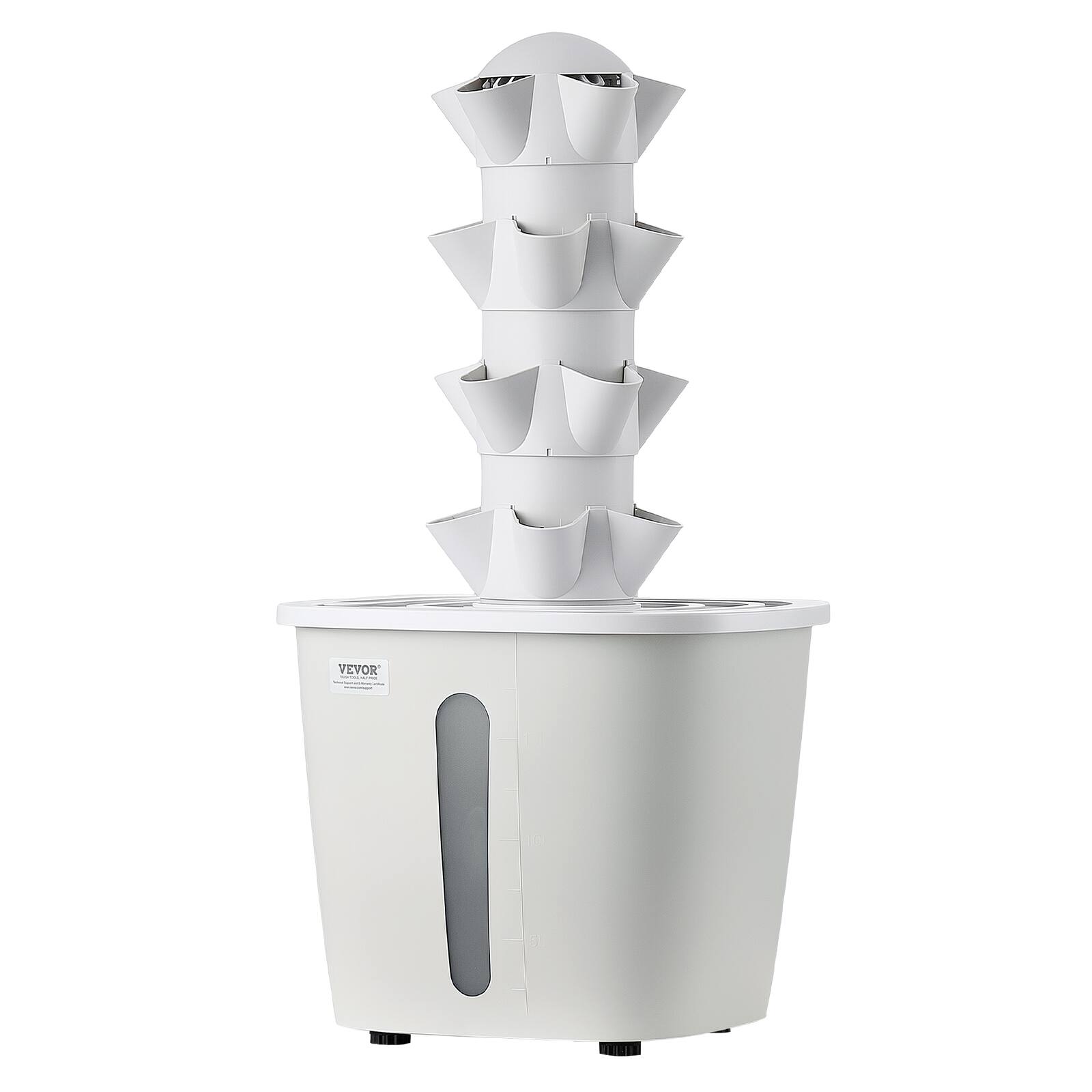 Alt View 5. VEVOR - Hydroponic Tower, 20 Pods 4 Tiers Hydroponics Growing System Kit, Vertical Home Hydronic Garden with 20L Water Tank - White.