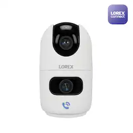Lorex - 2K Dual-Lens Indoor Pan-Tilt Wireless Camera - White