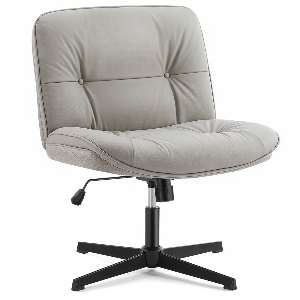 AOITUN - Criss Cross Chair Desk Seat No Wheels Grey - Wide, Ergonomic, Ideal for Home Office - Khaki