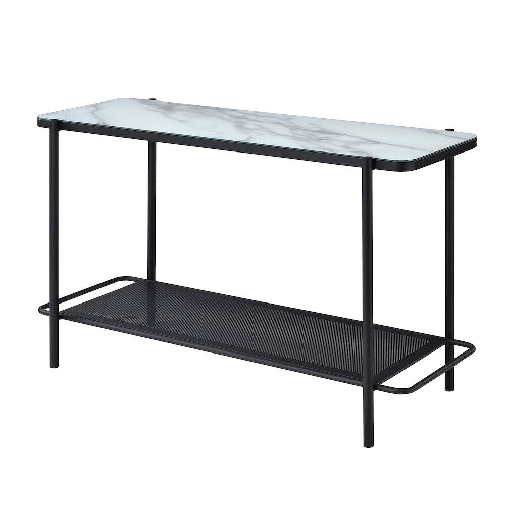 Front. Furniture of America - Joaquin Metal 1-Shelf Sofa Table in Black and White - Black.