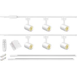 Dazzed Corner - 6-Light Remote Control LED Track Lighting Kit with 6.6FT H-Type Track & Floating Canopy - White