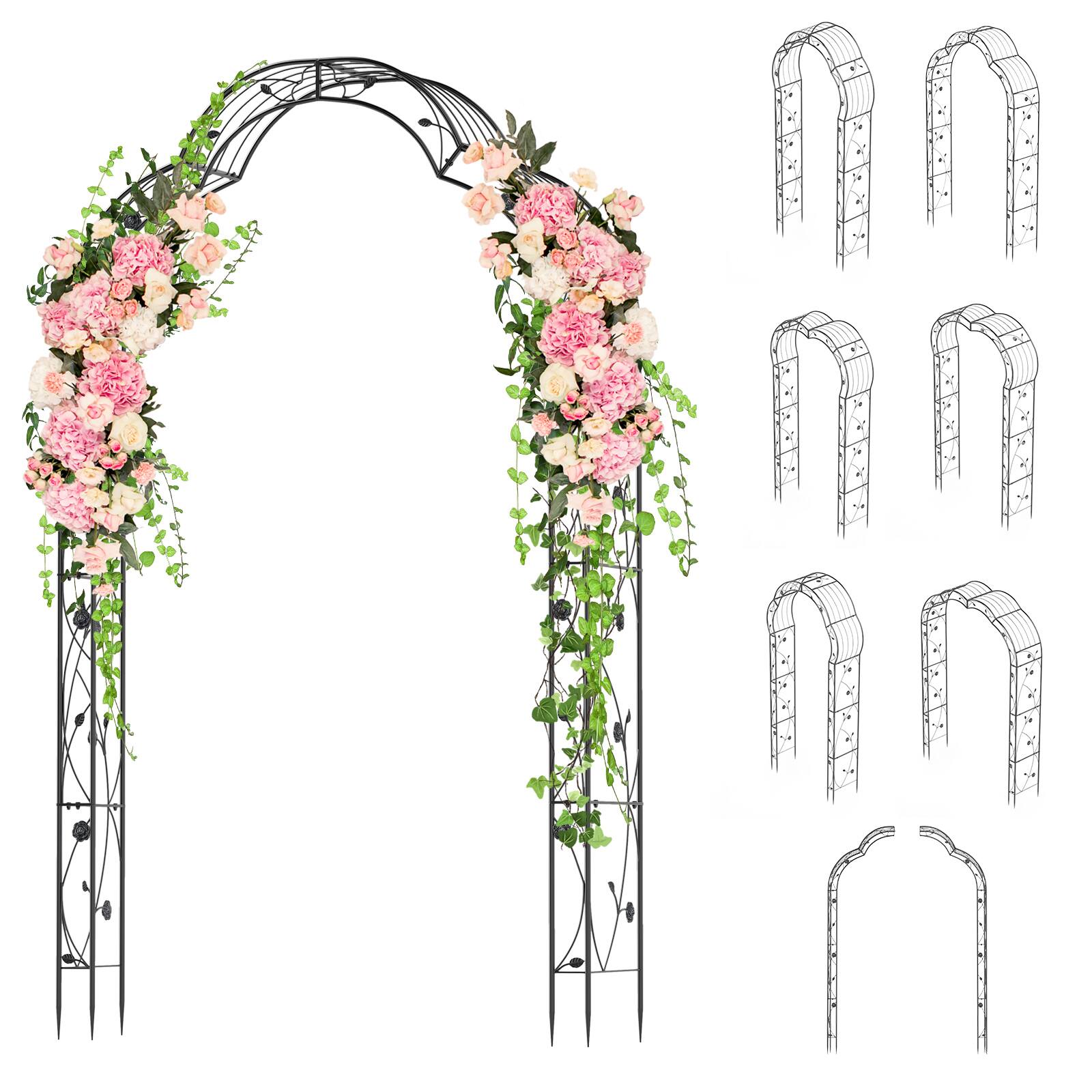 Back. SlickBlue - Outdoor Garden Arbor Trellis Arch for Climbing Plants and Roses - Black.