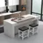 Alt View 3. Costway - 24.5" Bar Stool Set of 2 with Solid Rubber Wood Frame Humanized Footrest Kitchen - White.