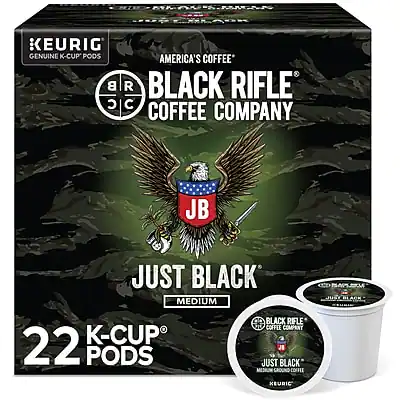 KEURIG GENUINE K-CUP PODS
AMERICA'S COFFEE
BLACK RIFLE COFFEE COMPANY
JUST BLACK
MEDIUM
22 K-CUP PODS
BLACK RIFLE COFFEE COMPANY
JUST BLACK
MEDIUM ROAST