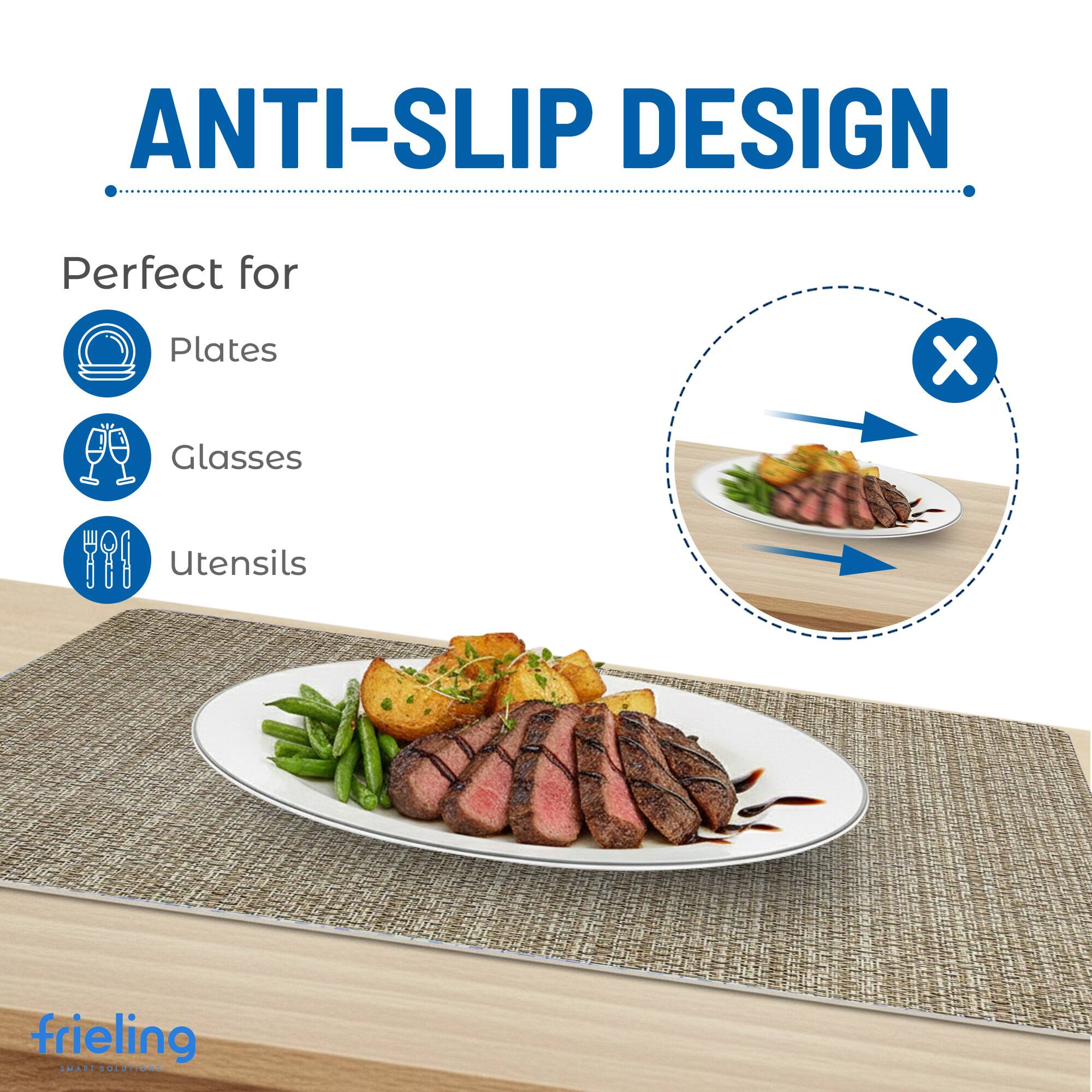 ANTI-SLIP DESIGN  
Perfect for Plates, Glasses, Utensils  
frieling  
SMART SOLUTION