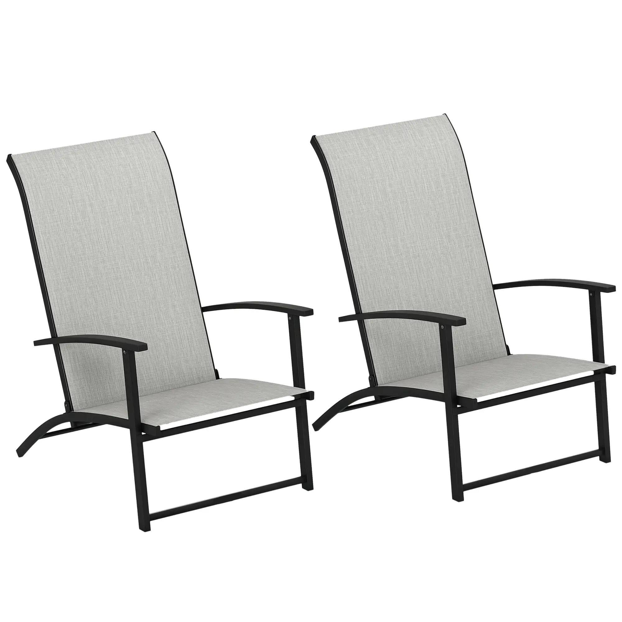 Angle. Resenkos - Resenkos 2-Pack High-Back Dining Chairs with Armrests, Collapsible Patio Seating, Ideal for Outdoor, Gray - Gray.