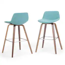 Simpli Home - Randolph Bentwood Counter Height Stool (Set of 2) - Aqua Blue