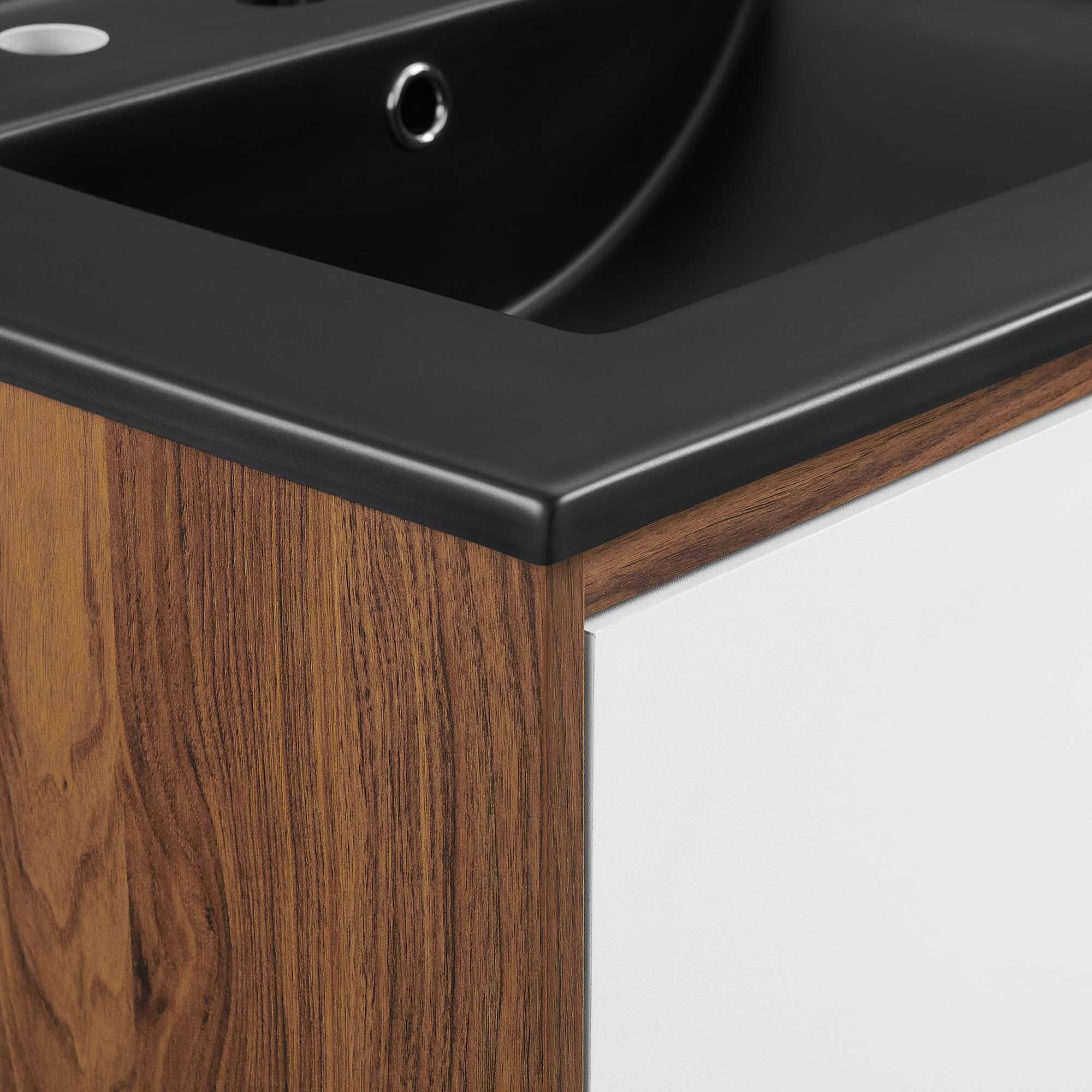 Alt View 6. Modway - Transmit Wall-Mount Bathroom Vanity Basin Included - Walnut Black.