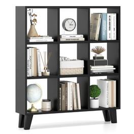 Costway - 9-Cube Bookcase with 6 Removable Shelves Raised Support Feet for Living Room - Black