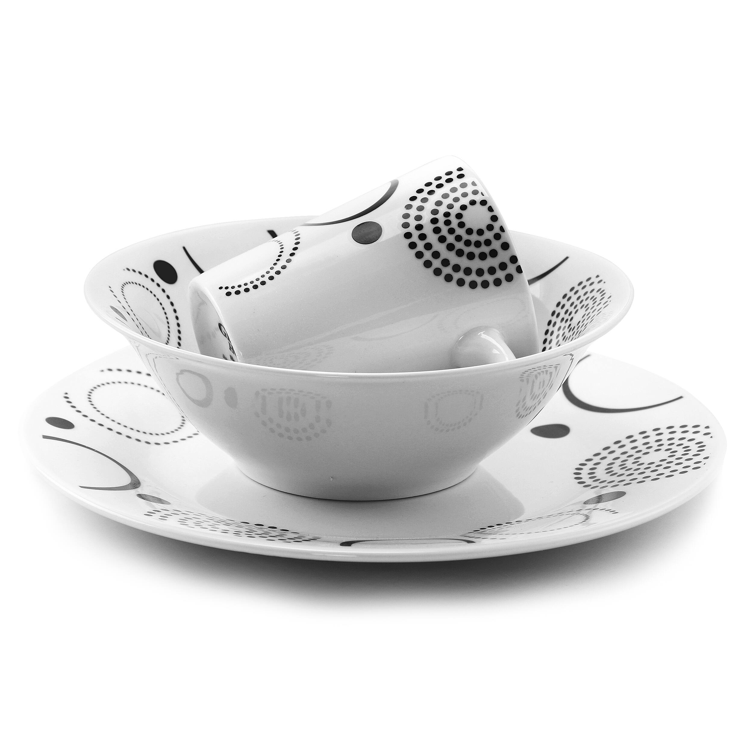 Alt View 4. Gibson - Modern Times 12 Piece Dinnerware Set - White.