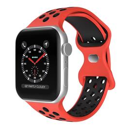 StrapsCo - ColorBlock Active Strap Silicone Rubber Watch Band For Apple Watch - 40mm/41mm/42mm (Short-Medium) - Red & Black