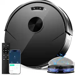 Teendow - 2-in-1 Robot Vacuum and Mop Combo with 8000Pa Suction, Ultra-Thin, 120-Min Runtime, Self-Charging, App & Remote Control - Black
