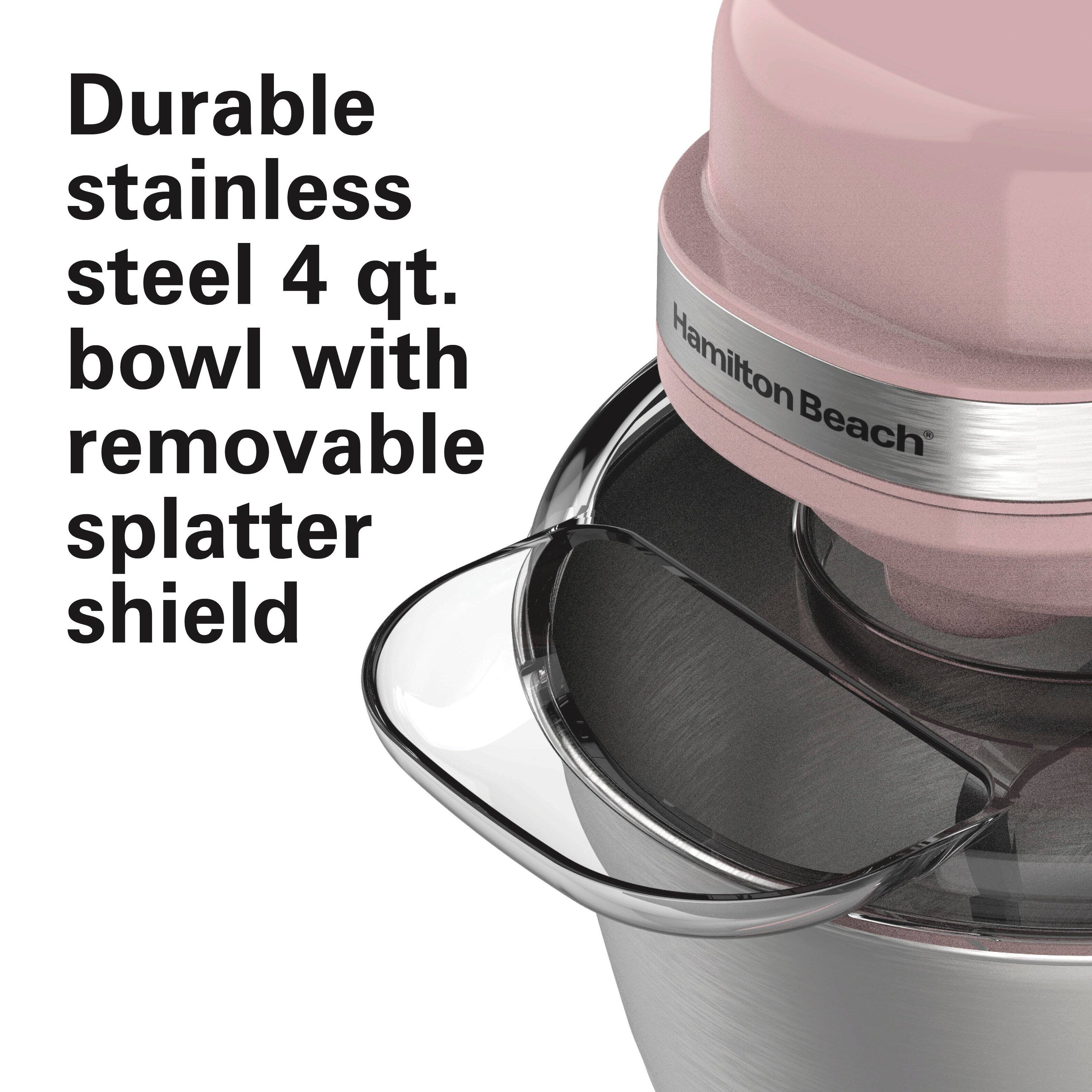 Durable stainless steel 4 qt. bowl with removable splatter shield