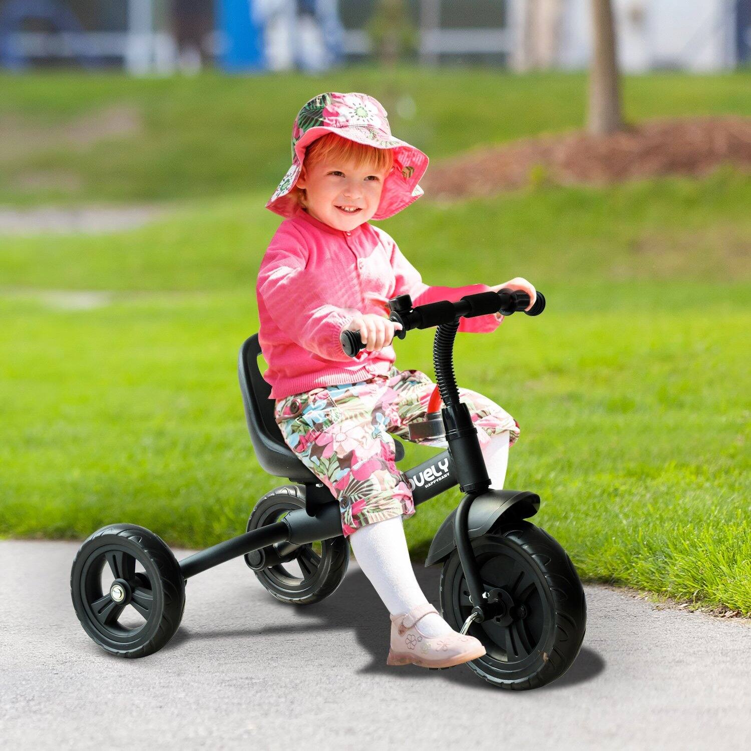 Angle. Qaba - Toddler Tricycle, Kids Trike, 3-Wheel Bike, 2-5 Years, Recreation Baby Tricycle, Bell, Indoor Outdoor.