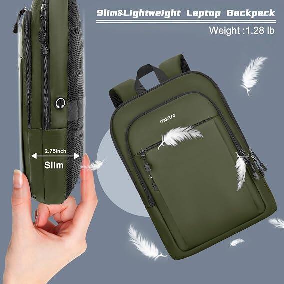Slim & Lightweight Laptop Backpack  
Weight: 1.28 lb  
2.75 inch  
Slim