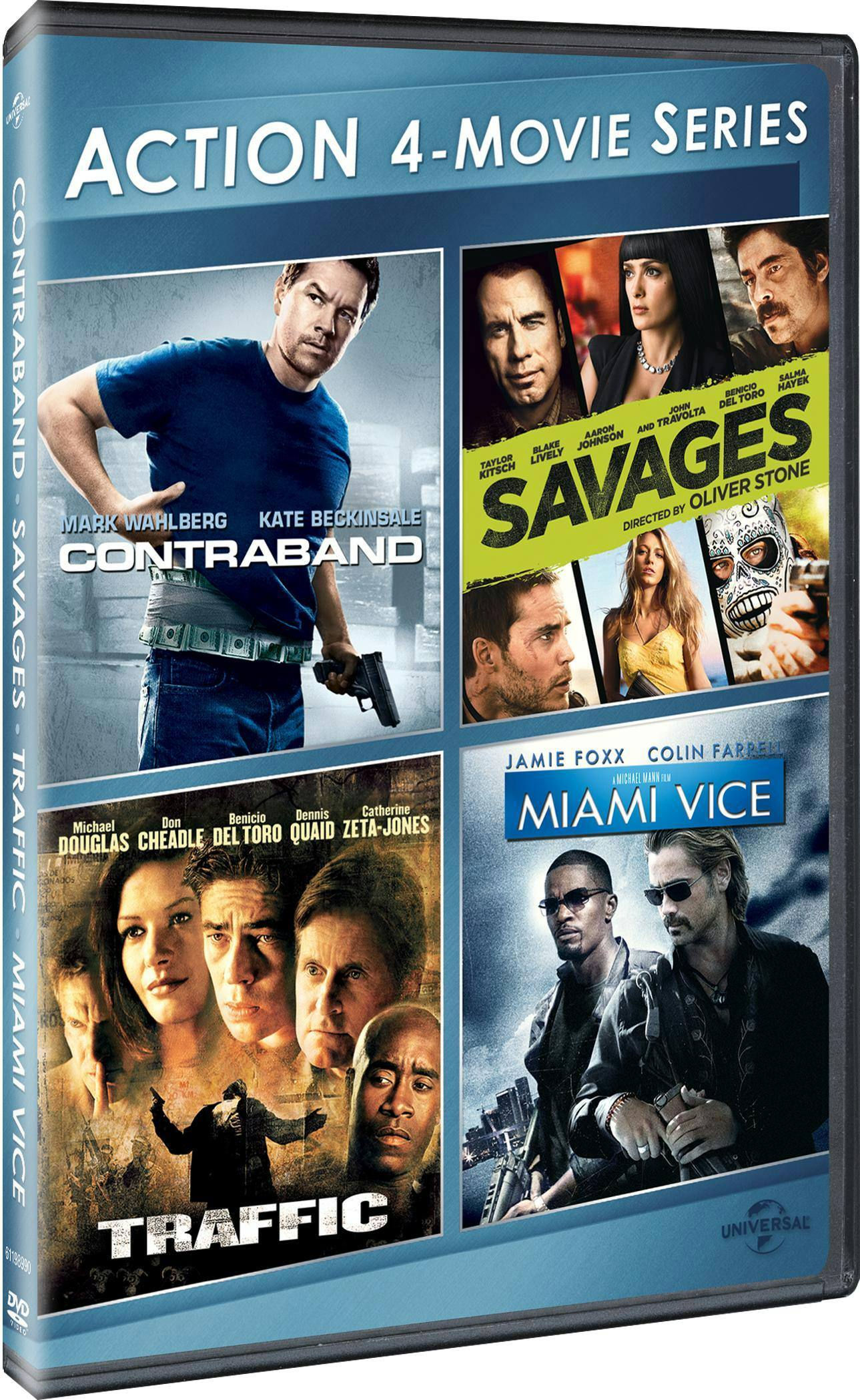 Angle. 4-Movie Action Collection (Contraband / Savages / Traffic / Miami Vice) [DVD].