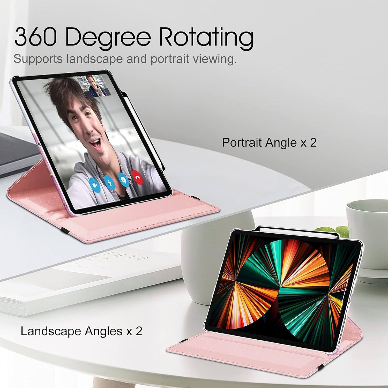 360 Degree Rotating  
Supports landscape and portrait viewing.  
Portrait Angle x 2  
Landscape Angles x 2