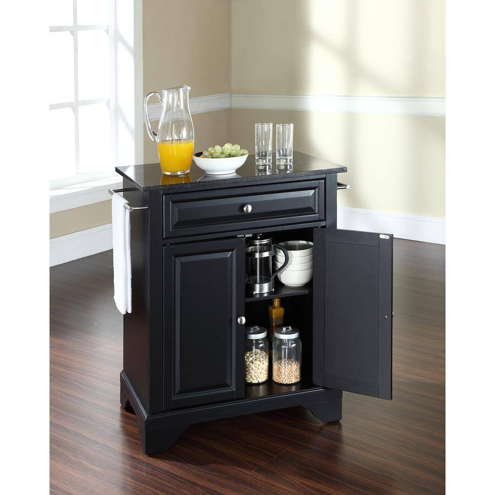 Angle. Crosley Furniture - Lafayette Granite Top Portable Kitchen Island/Cart - Black.