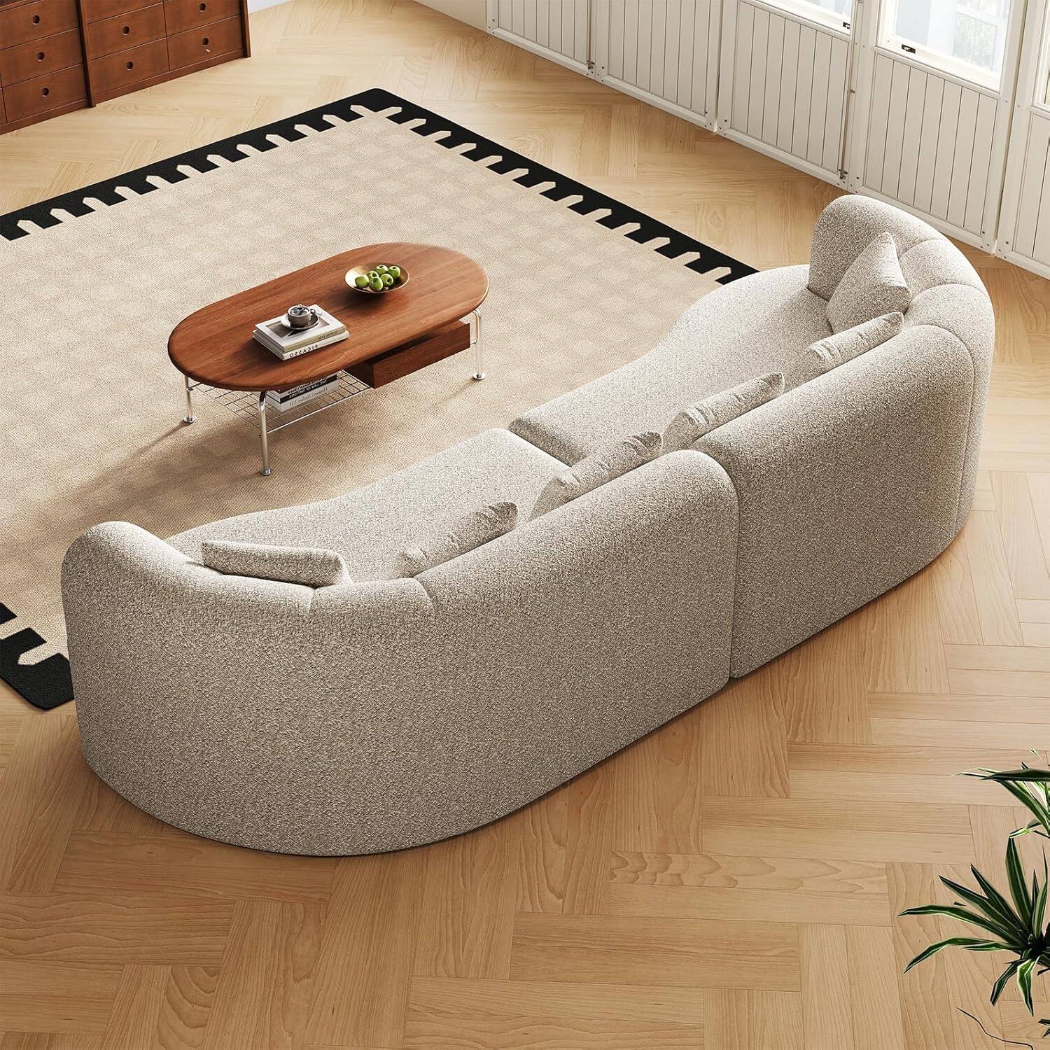 Alt View 8. Trinkets Crazed - 106.3" Curved Sectional Sofa Oversized Deep Seat Cloud Couch with 6 Pillows - khaki.