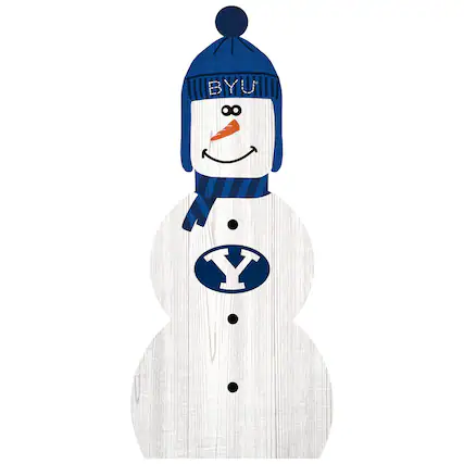 Front. Fan Creations - BYU Cougars 31'' Snowman Leaner - White.