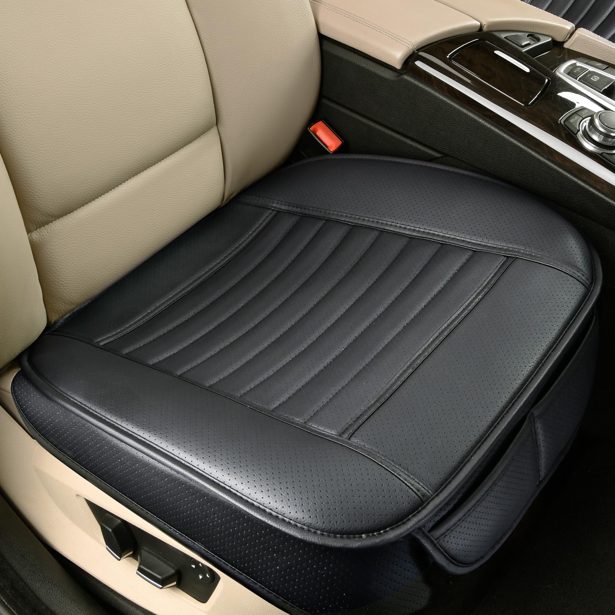 Front. VEGA AUTOMOTIVE - Edge Wrapping Comfortable Car Front Seat Cover Cushion Pad Mat Protector Anti slip Bottom For Auto With Pu - Gray 18x24 Inch/4pack.