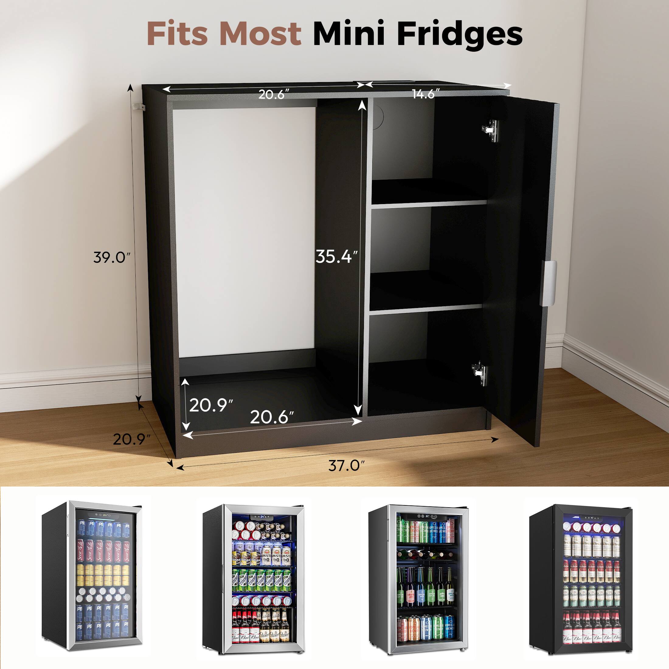 Fits Most Mini Fridges

20.6"  
14.6"  
39.0"  
35.4"  
20.9"  
20.9"  
20.6"  
37.0"